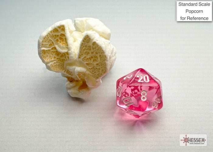 Translucent Pink/white Mini-Polyhedral 7-Die Set (Mini Poly Release 3) -