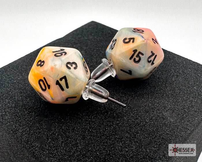 Stud Earrings Festive® Circus™ Mini-Poly d20 Pair -