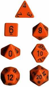Opaque Polyhedral Orange/black 7-Die Set -