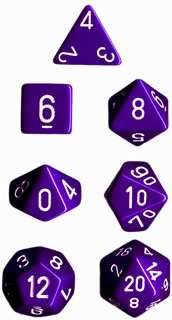 Opaque Polyhedral Purple/white 7-Die Set -