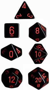 Opaque Polyhedral Black/red 7-Die Set -
