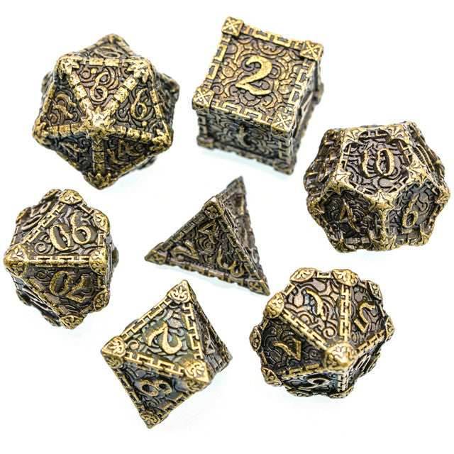 Gold Barrel Metal Dice(Dagger of Venom)7-Dice Udixi RPG -