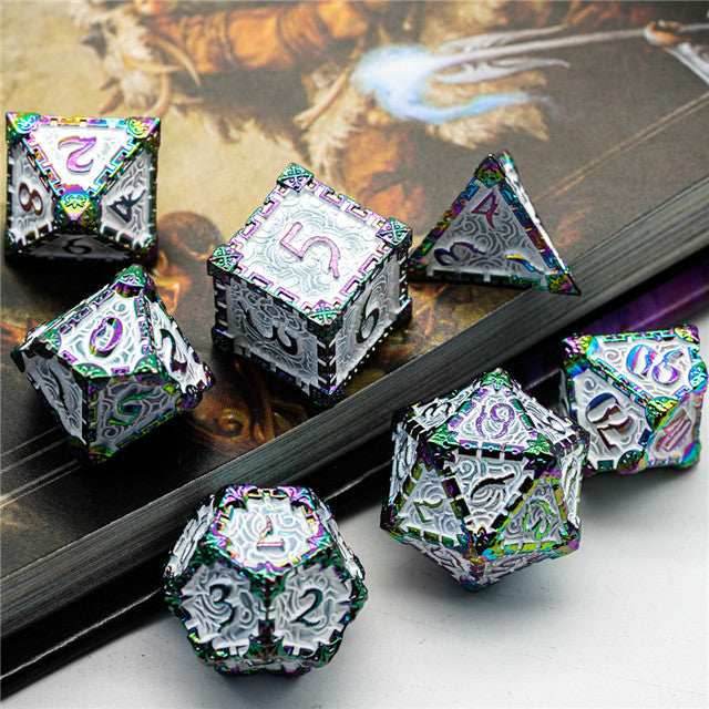 White Rainbow Metal Dice(Dagger of Venom)7-Dice Udixi RPG -