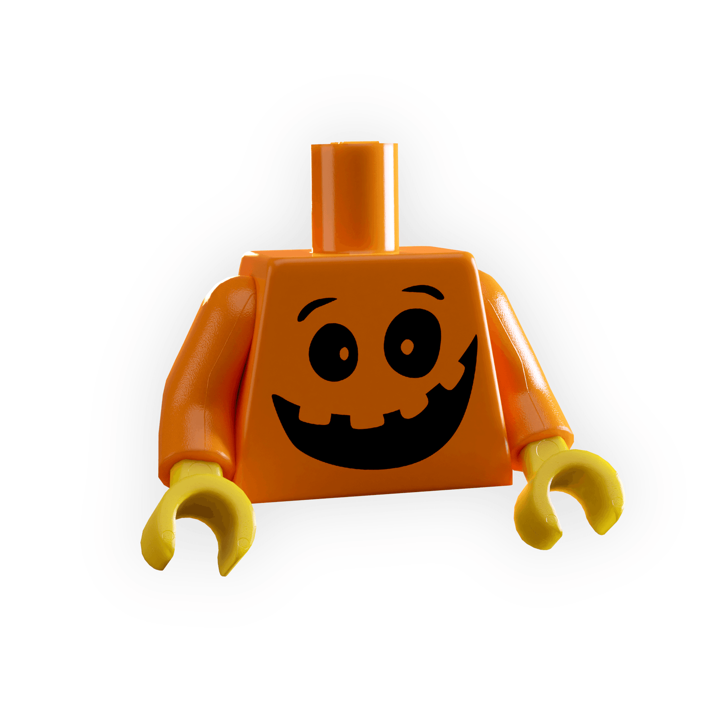 Halloween Happy Pumpkin Face Minifig Torso made using LEGO parts -