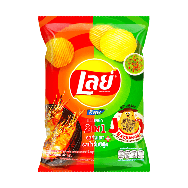 Lays 2-in-1 Mixed Potato Chips - Grilled Shrimp & Seafood, 1.4oz -