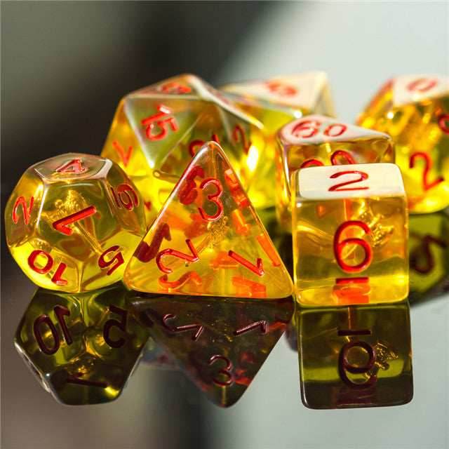 Barbarian (Axe) Yellow Dice w/ Golden Axe 7-Dice Set Rpg -