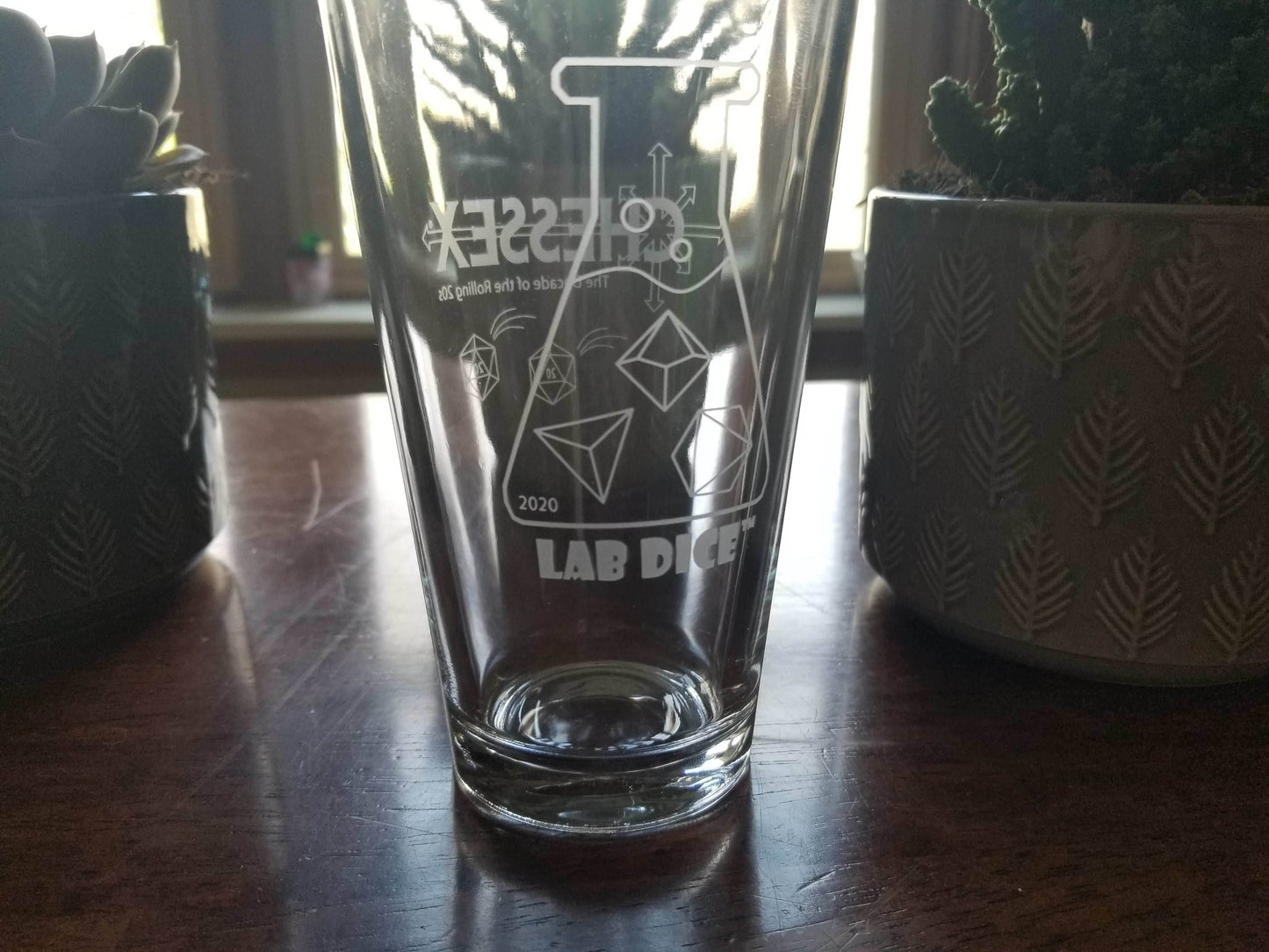 Lab Dice Pint Glass -