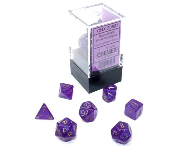 Borealis® Mini-Polyhedral Royal Purple/gold Luminary™ 7-Die Set (Mini Poly Release 1) -