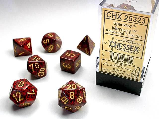 Speckled® Polyhedral Mercury™ 7-Die Set Dnd Dice Set CHX25323 Red/Black -