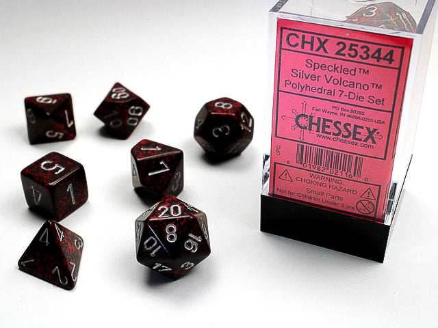 Speckled® Polyhedral Silver Volcano™ 7-Die Set Dnd Dice Set CHX25344 Red/Black -