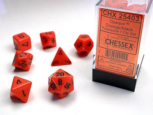 Opaque Polyhedral Orange/white 7-Die Set Dnd Dice Set -