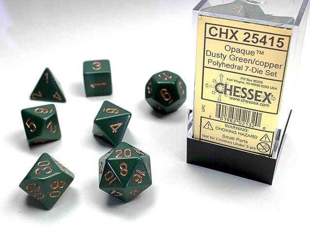 Opaque Polyhedral Dusty Green/copper 7-Die Set Dnd Dice Set CHX25415 -