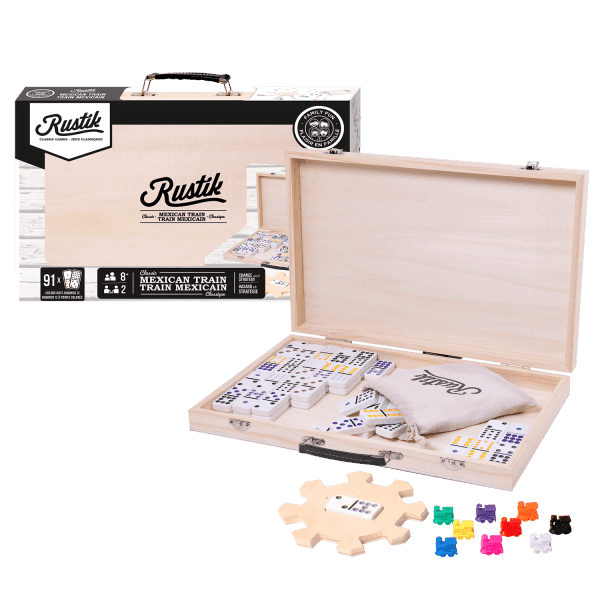 Rustik Deluxe Wood Case: Mexican Train Game -