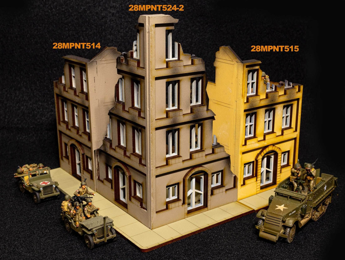 28mm European Corner Building - 28MMDF524-2 (Painted and Assembled) -