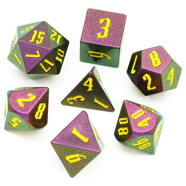Rose Red Monster Glitter DND Dice (Rose Red&Green&Golden) 7-Dice Dungeons and Dragons Dice -