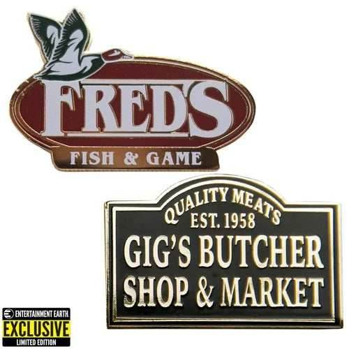 Dexter: New Blood Fred’s Fish and Game & Gig's Butcher Shop Enamel Pin Set - Entertainment Earth Exclusive -