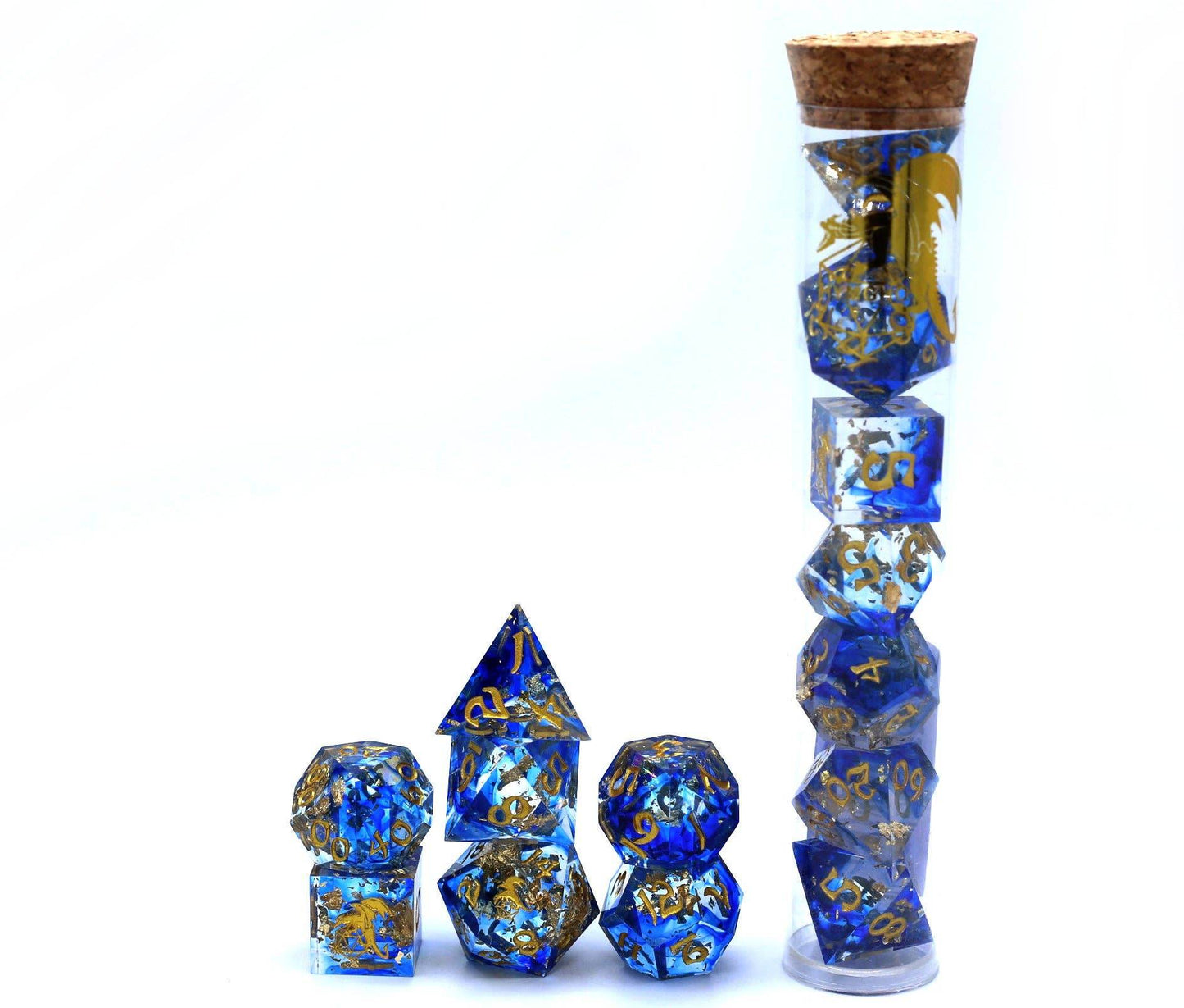 Captured Magic Hand Sanded Sharp Edge Resin - Blue Gold Foil -