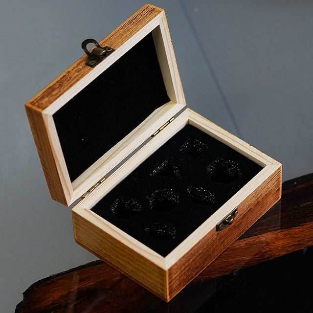 Flower Glass DND Dice Red Limited Edition in Wood Box -