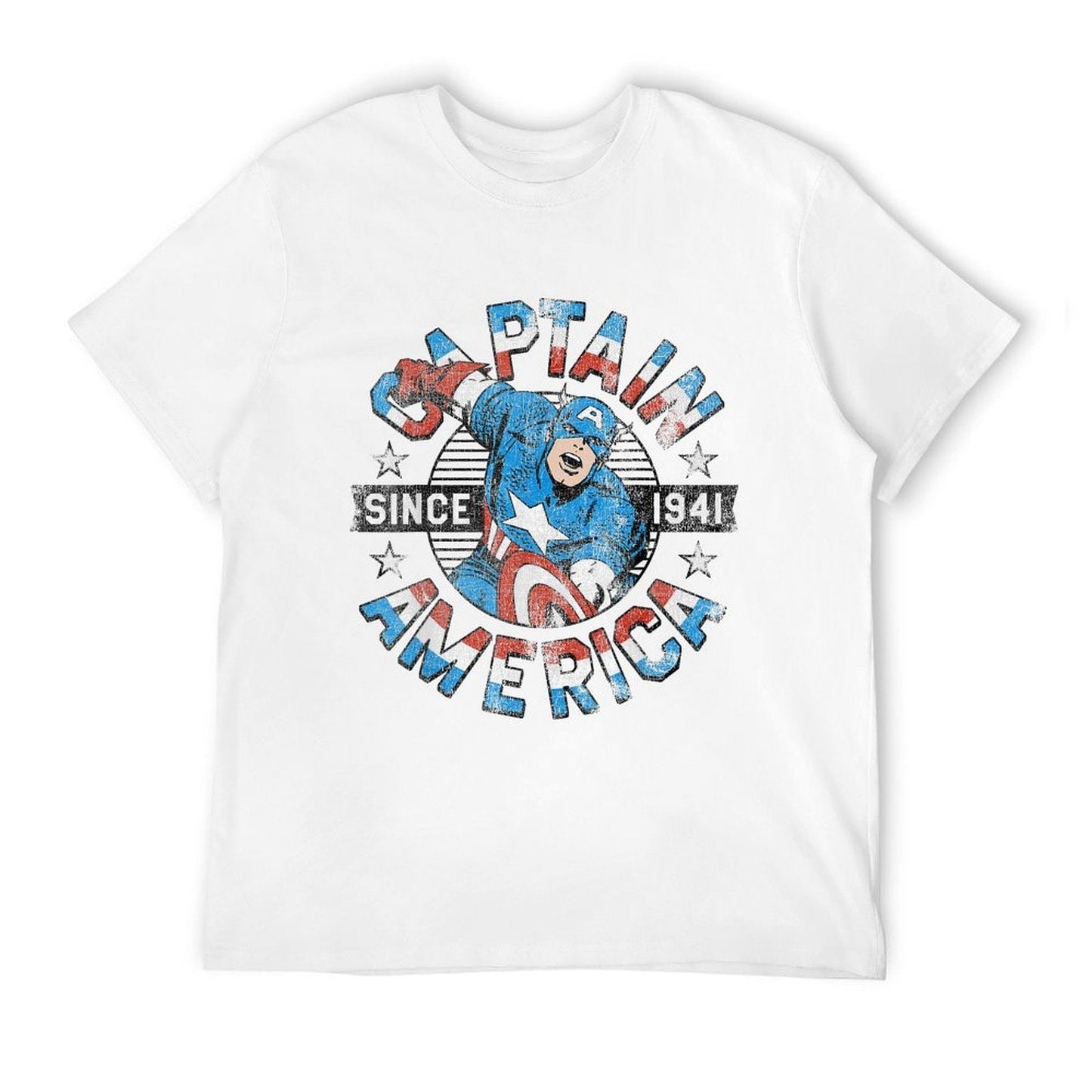 Marvel Avengers Vintage Captain America Comic Hero Since 41 Tagless Design T-Shirt