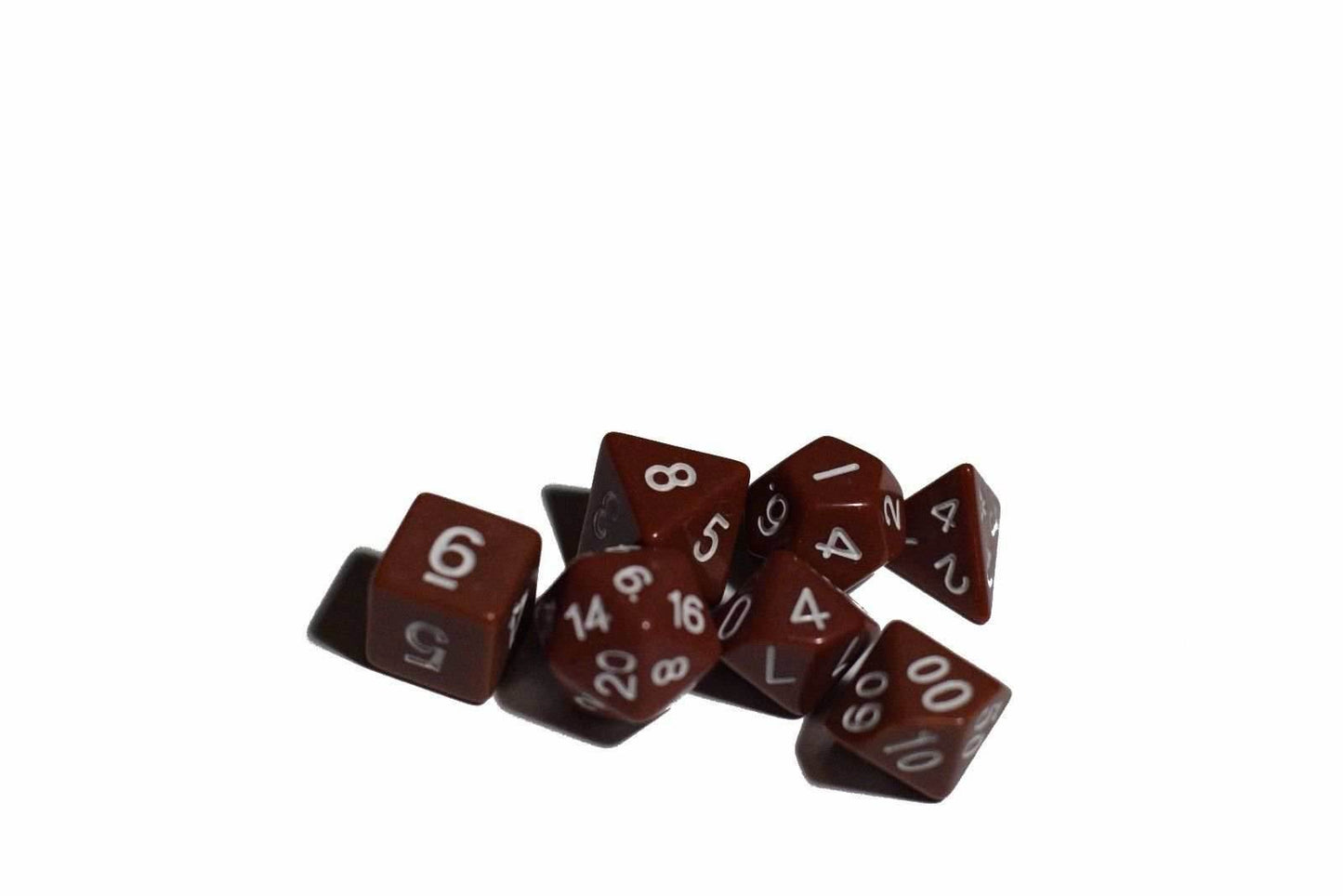 Brown Opaque 7 Die Set Polyhedral Dice by BrycesDice RPG Magic D&D Unique -