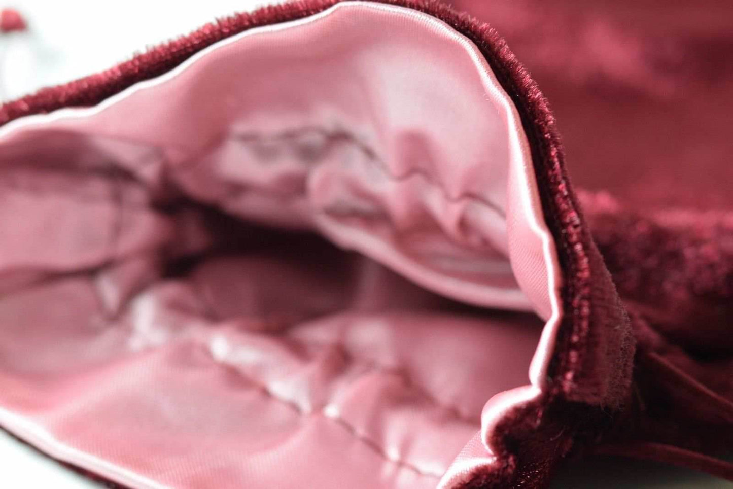 Large Maroon Velvet Gift Big Game Dice Bag w/ Pink Satin Lining Counter Pouch -