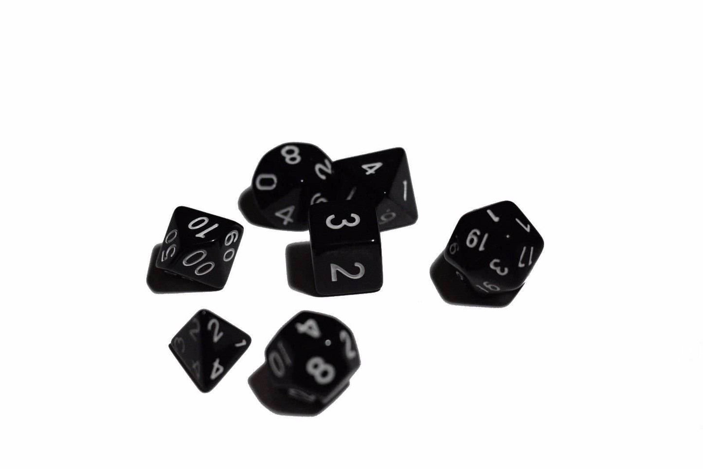 Black Opaque 7 Die Set Polyhedral Dice by BrycesDice RPG Magic D&D Unique -