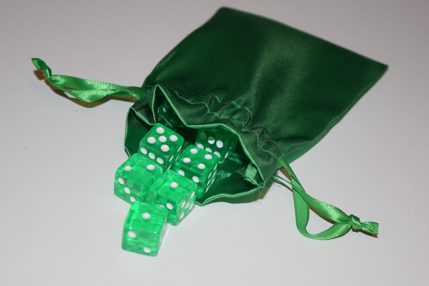 Large Green Satin Gift Bag Game Dice Bag Counter Pouch 4" x 6" New Soft Gifts