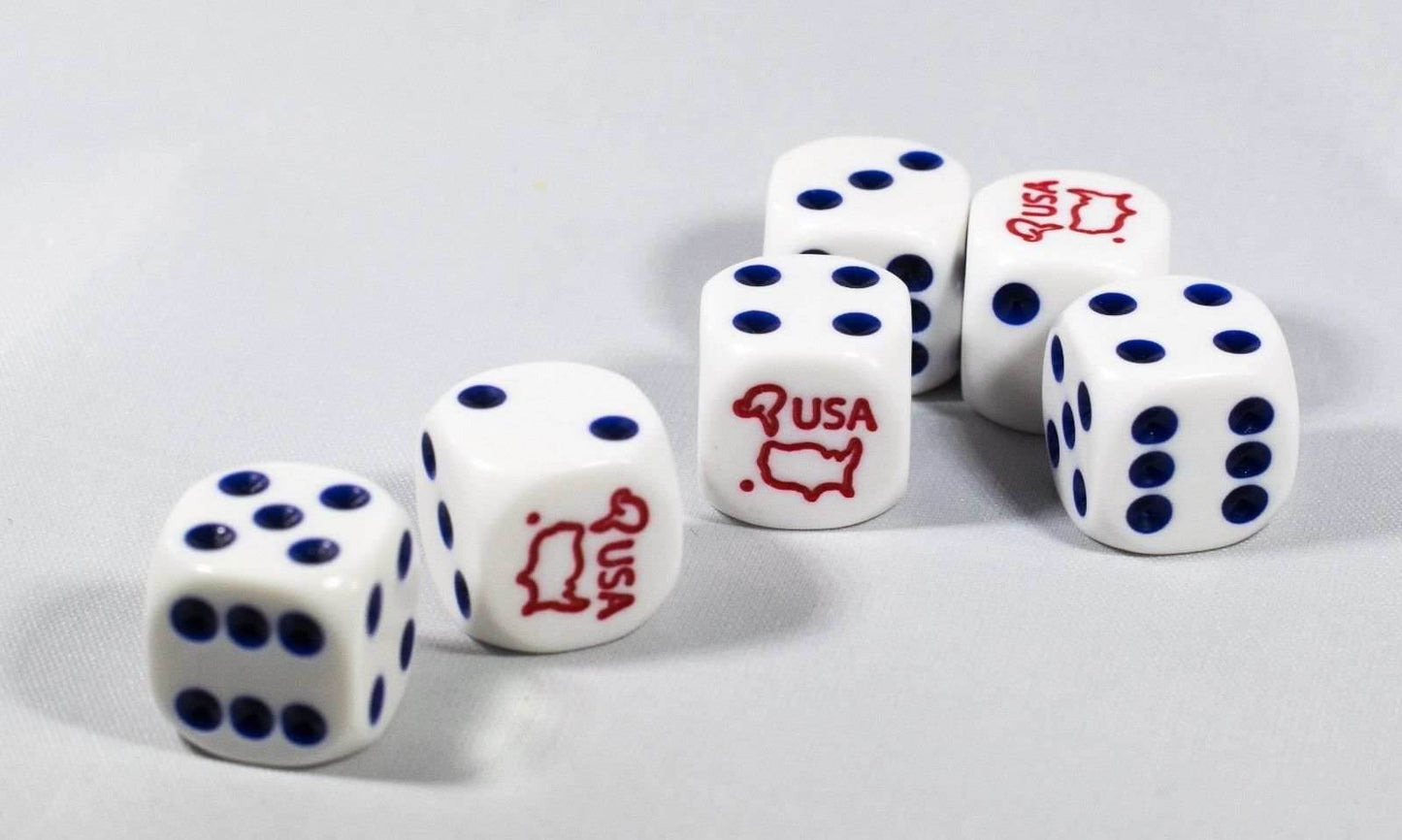 New (6) United States of America Dice Patriotic Bunco Gaming 16mm D6 Yahtzee -