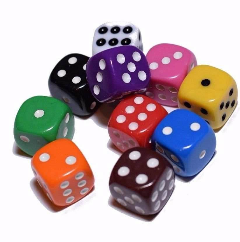 10 Red Orange Yellow Green Blue Red Opaque Dice Set 16mm 6-Sided RPG Magic D&D -