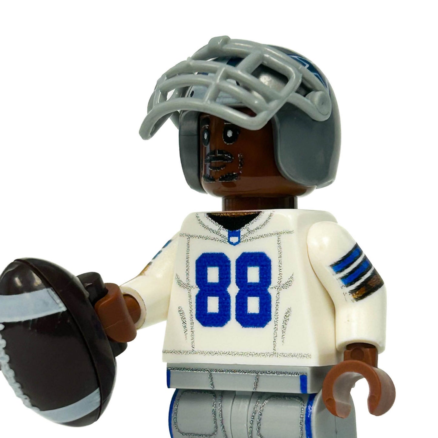 #88 WR Dallas Football Player Minifig made using LEGO parts -