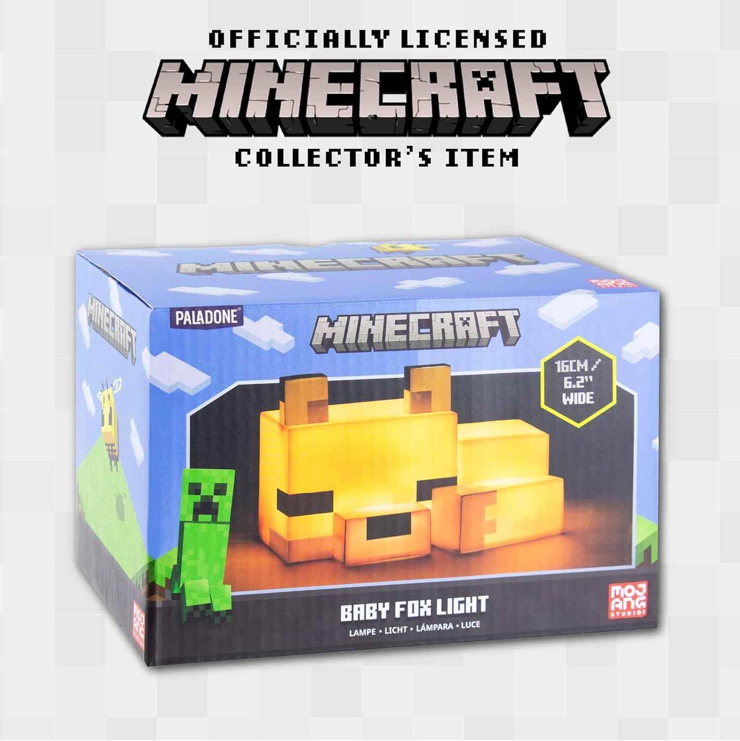 Minecraft Fox Night Light – Paladone Baby Fox Lamp with Soft Orange Glow -