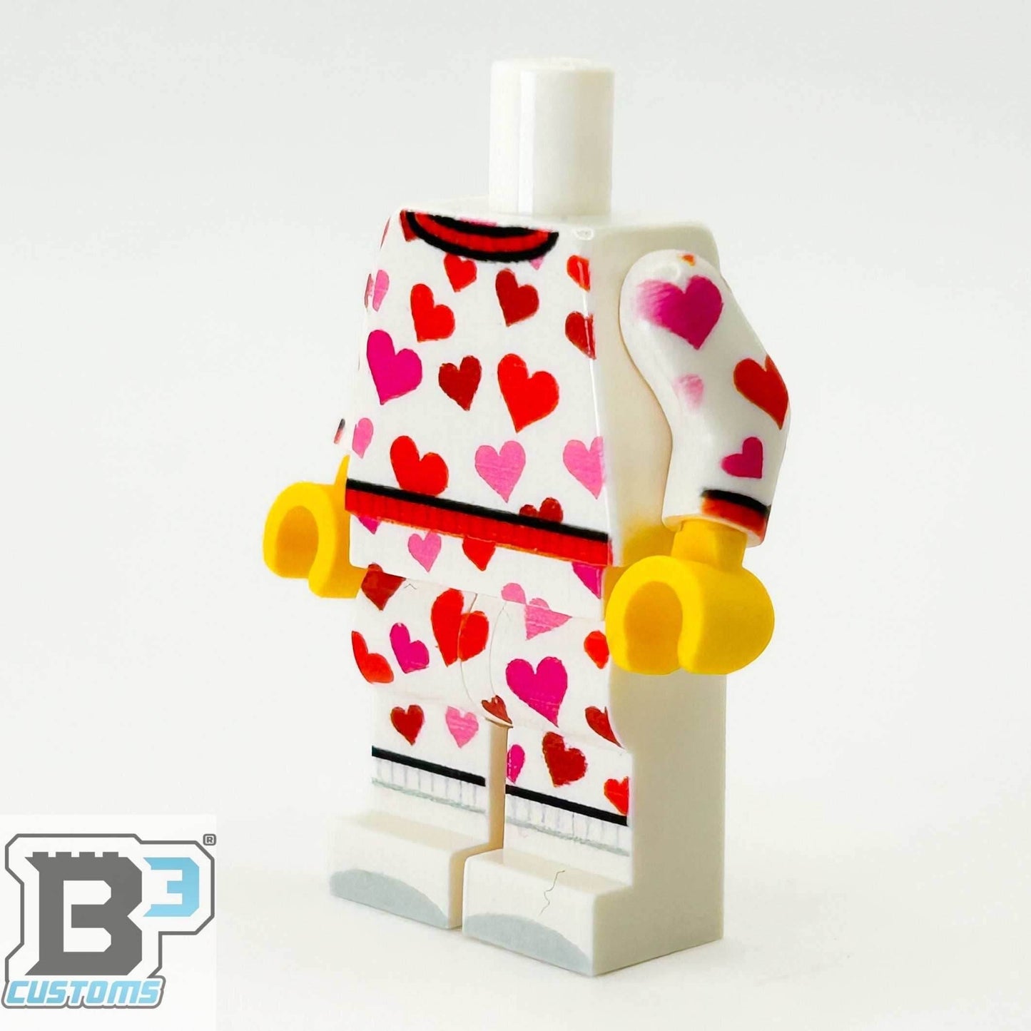 Hearts Valentine's Day PJs Minifig Body made with LEGO parts - B3 Customs -