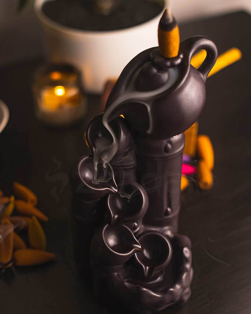 Bamboo & Teapot - Backflow Incense Burner -
