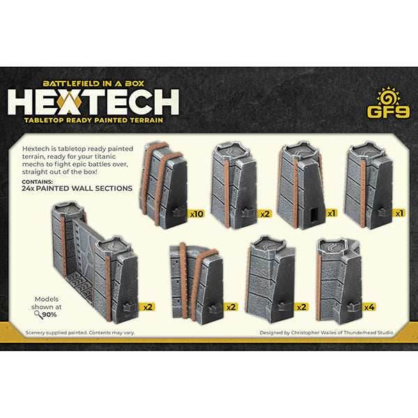 Battlefield in a Box: HexTech - Trinity City - Fortress Walls (Grey) -
