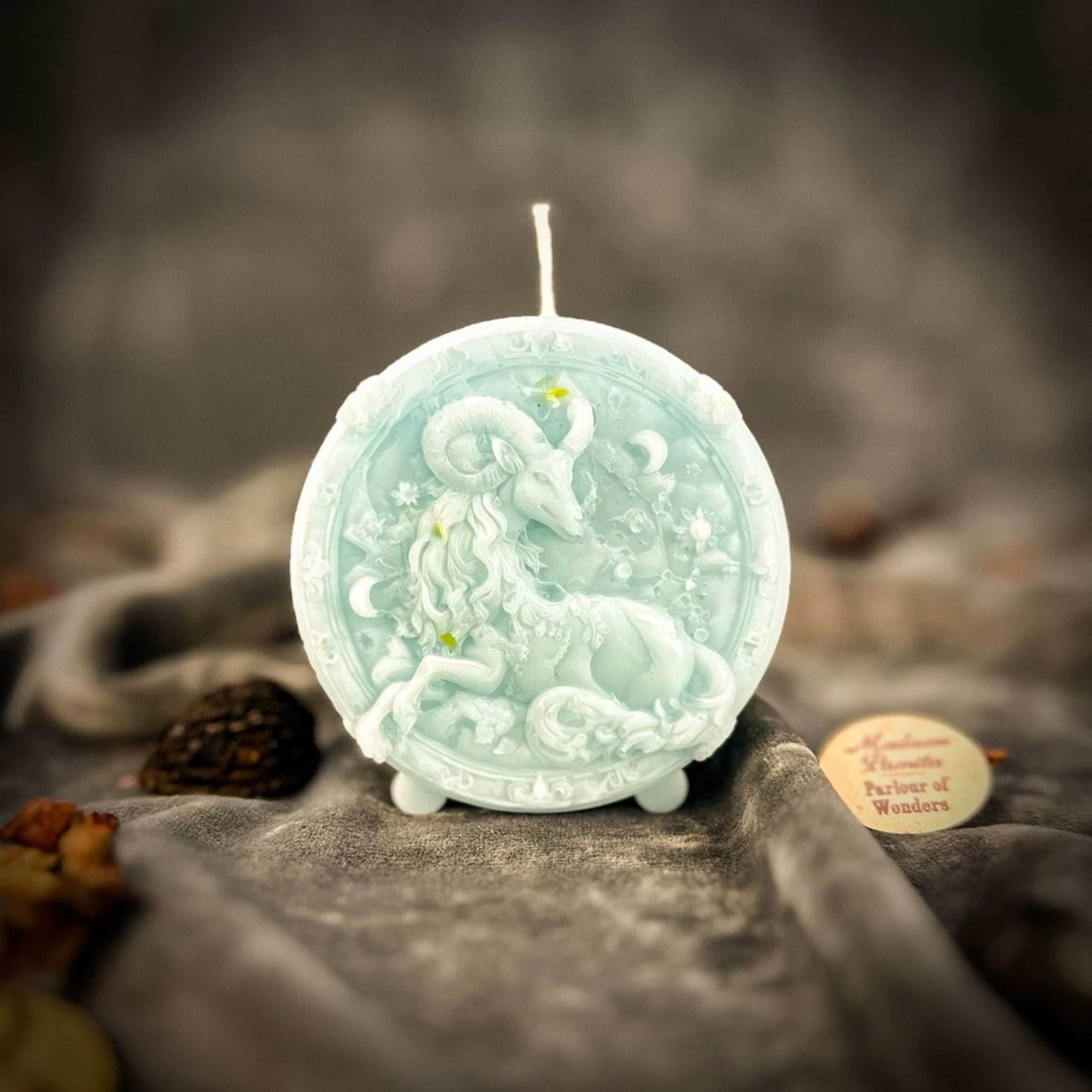 Beeswax Capricorn Goat Zodiac Spell Candle - Blue (Reconciliation)