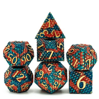 Dragon Scale: Blue Fire - Metal RPG Dice Set -