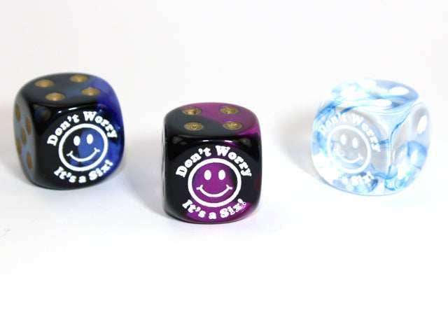 Don't Worry d6 Pipped Dice 16mm | Happy '6' Dice of Random Color (sold per piece) -