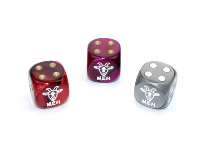 Meh Goat d6 Pipped Dice 16mm | Custom D6 Dice with Goats (sold per die) -