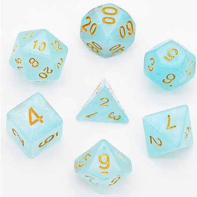 Cyan Silk Translucent Dice RPG Dice Set -