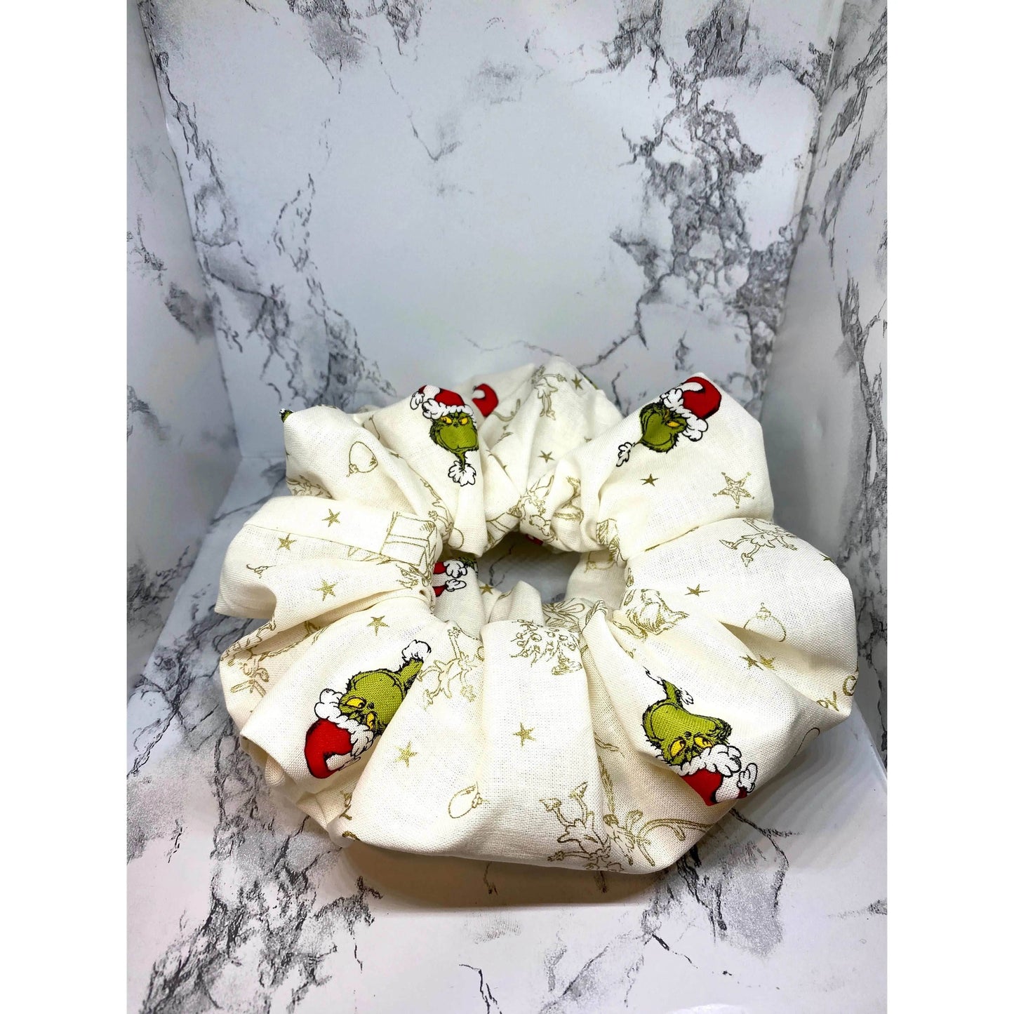 Gold Grinch Christmas Scrunchie -