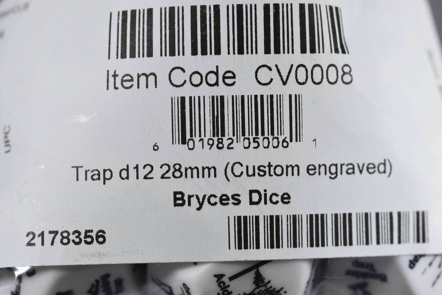 Chessex Opaque White Trap d12 - 28mm Adventure Dice with 12 Unique Traps -