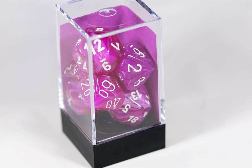 Chessex Vortex Violet w/ White Numbers Set Of 7 Dice CHX TPY17 -
