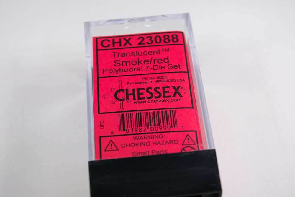 New Smoke/Red Translucent 7-Die Chessex Sets Made in Germany CHX 23088 -