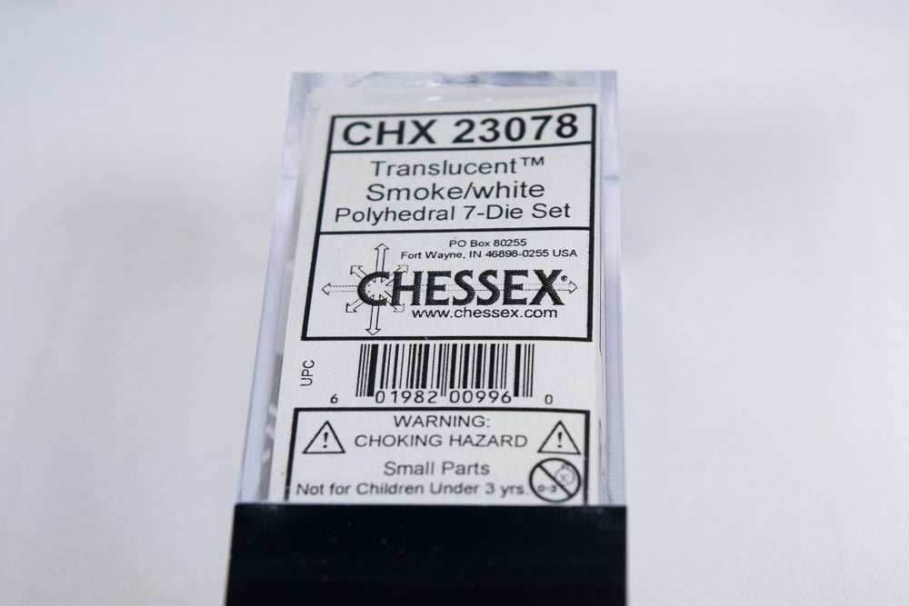 New Smoke/White Translucent 7-Die Chessex Sets Made in Germany CHX 23078 -
