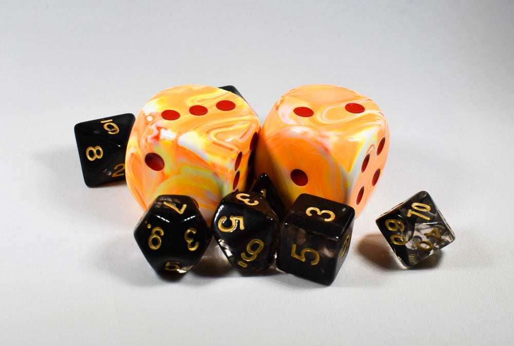 Festive® 30mm w/pips Sunburst™/red d6 Dice (sold per die) -