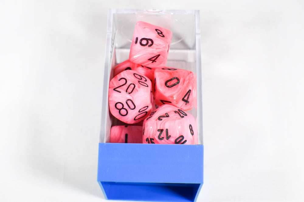 Vortex Snow Pink/Black 7-Die Set Lab Dice -