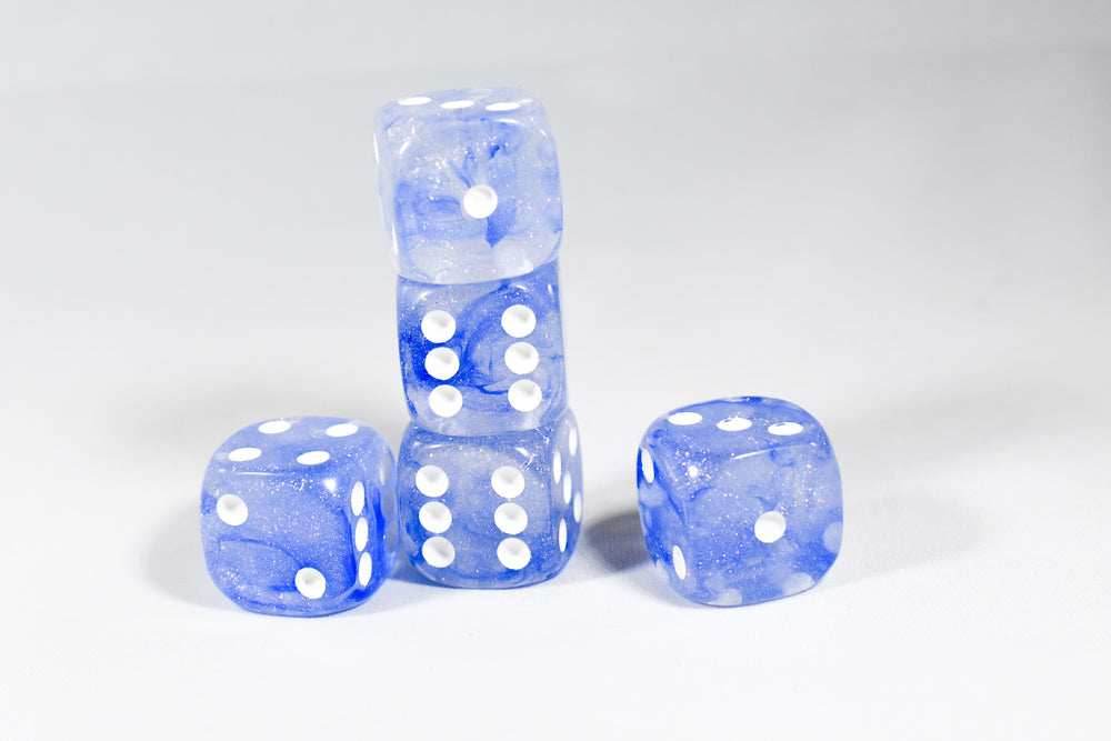 Team Blue Pipped Iridescent d6 16mm Pipped BD6001 | Sold per piece -