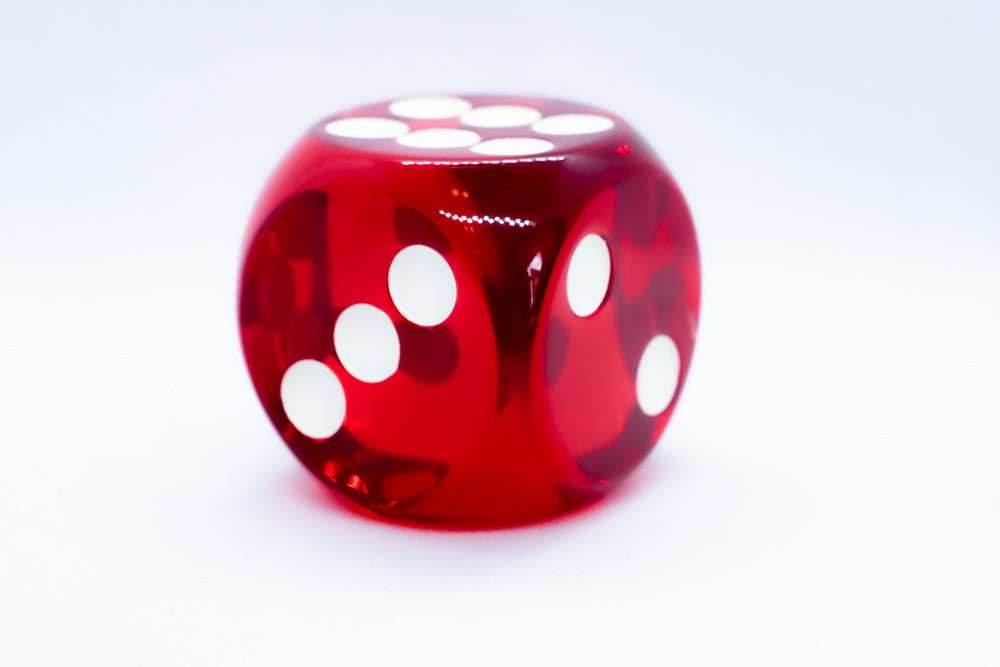 Clear Red 50mm d6 with White Pips Jumbo Pipped Dice -