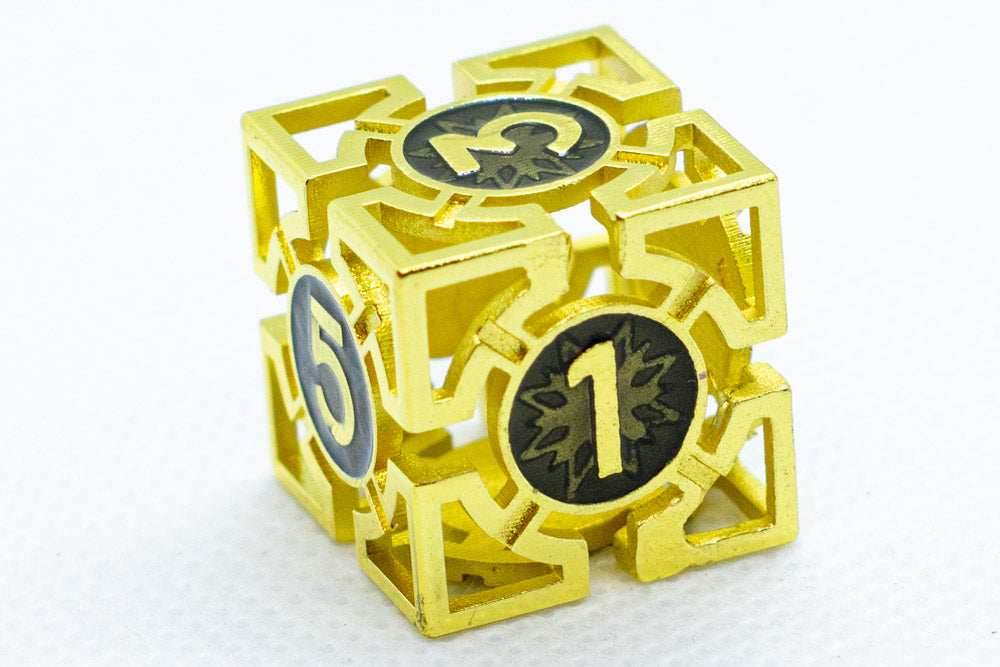 Gold w/Black Deadly Arrow Dice | 7-Dice RPG Set High Visibility -