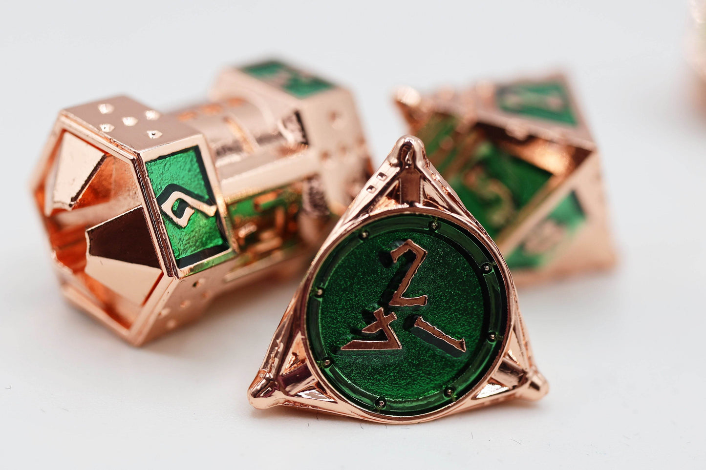 Dice 51: Emerald Meteor Shower - Metal RPG Dice Set -